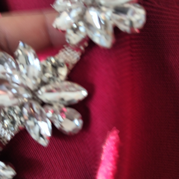 Elegant Red Dress with Floral Embellishments - Picture 8 of 9